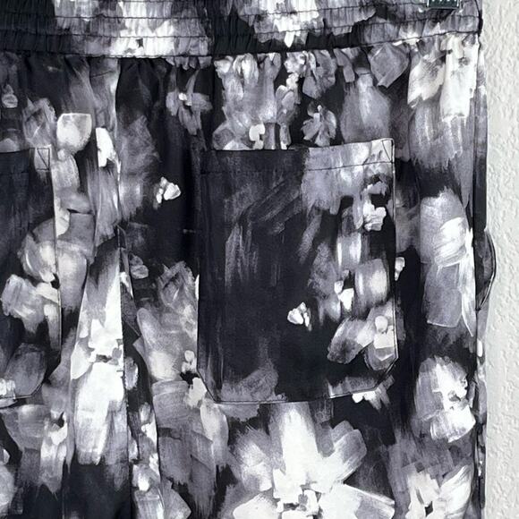 Rebecca Taylor Pleated Georgette Black Ghost Floral Ankle Silk Jogger Pants 4 - Picture 11 of 15